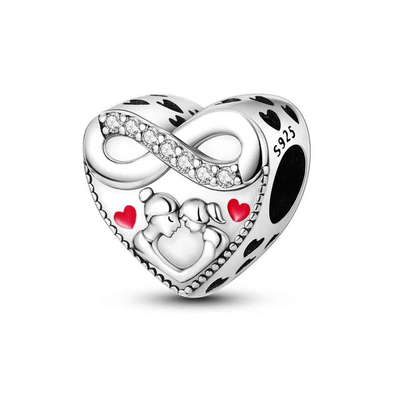Charms Beads 925 Sterling Silver Tree of Life Peach Heart Sweet Love Charms Fit Pendants Bracelets Necklaces Women Jewelry Gift