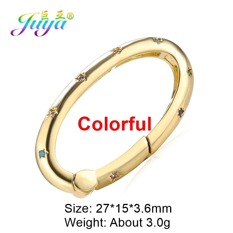 Juya Handmade Creative 18K Gold Plated Brass Screw Locks Carabiner Clasps Accessories For DIY Mesh Chains Pendant Jewelry Making