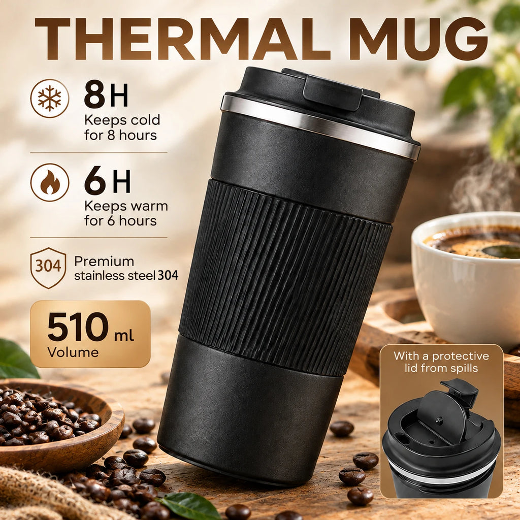 380/510ML Leak_Proof Travel Thermo Cup Stainless Steel Thermo Cafe Coffee Mug Car Thermos Mug for Tea Water Coffee Double
