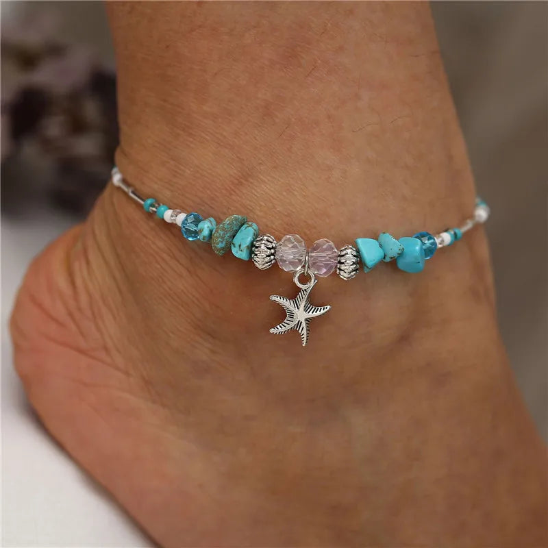 New Beads Starfish Anklets For Women Beach Anklet Leg Bracelet Handmade Bohemian Foot Chain Boho Summer Beach Jewelry