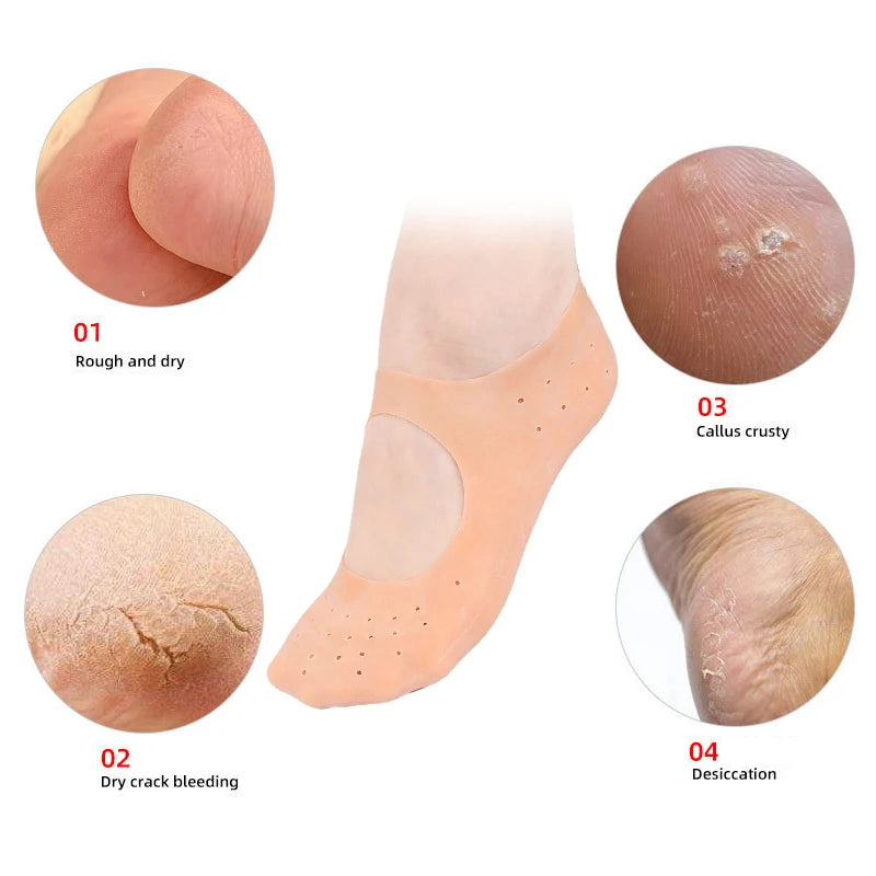 1Pair Spa Silicone Socks Moisturizing Gel Boat Socks Preventing Foot Dryness Cracked Dead Skin Remove Foot Care Tools