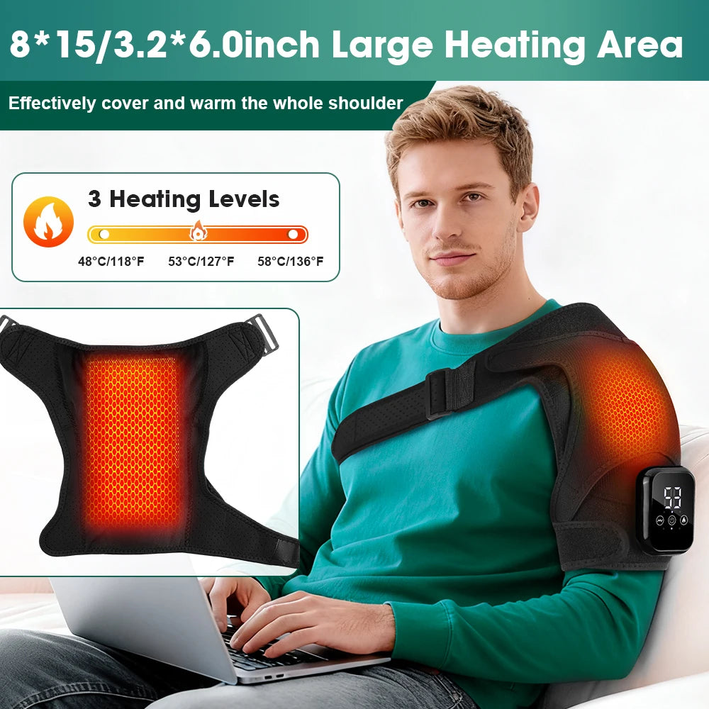 Electric Vibration Shoulder Massager With Heating 3 Levels Heated Shoulder Wrap Support Brace For Joint Care Muscle Relax