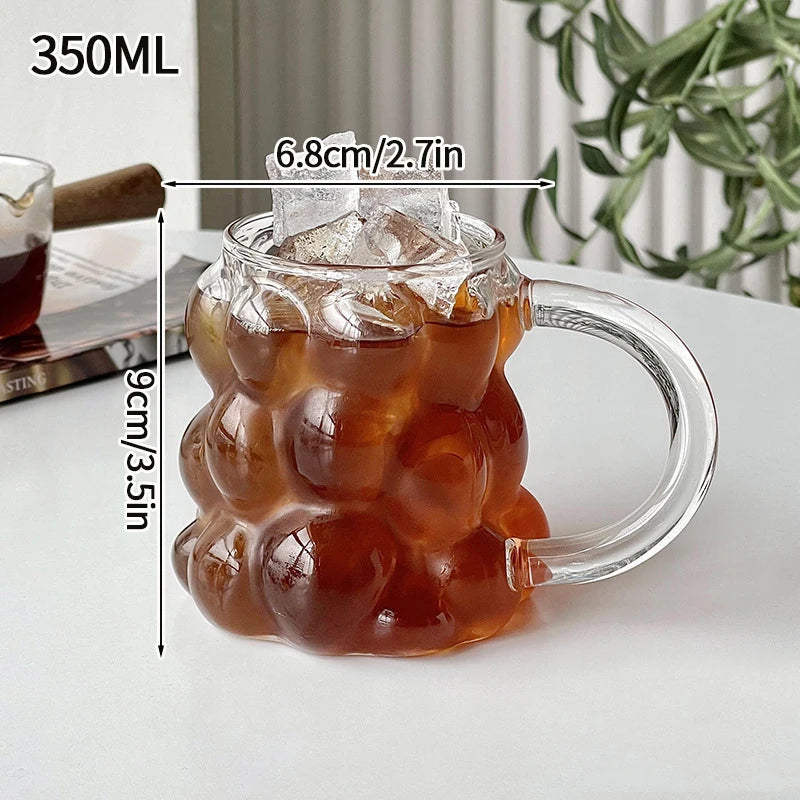 Transparent Coffee Cup, Japanese Style Glass Cup, Layered Cocktail Dessert Display Cup, Breakfast Milk Cup, 300ml Cold Drink Cup