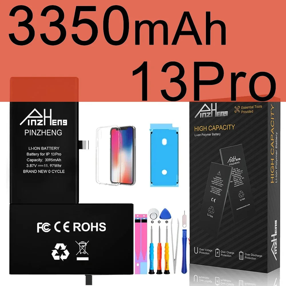 PINZHENG Real High Capacity Battery For iPhone X XR XS Max 12 13 Mini Pro Max 11 Pro Max Replacement Bateria Warranty One Year