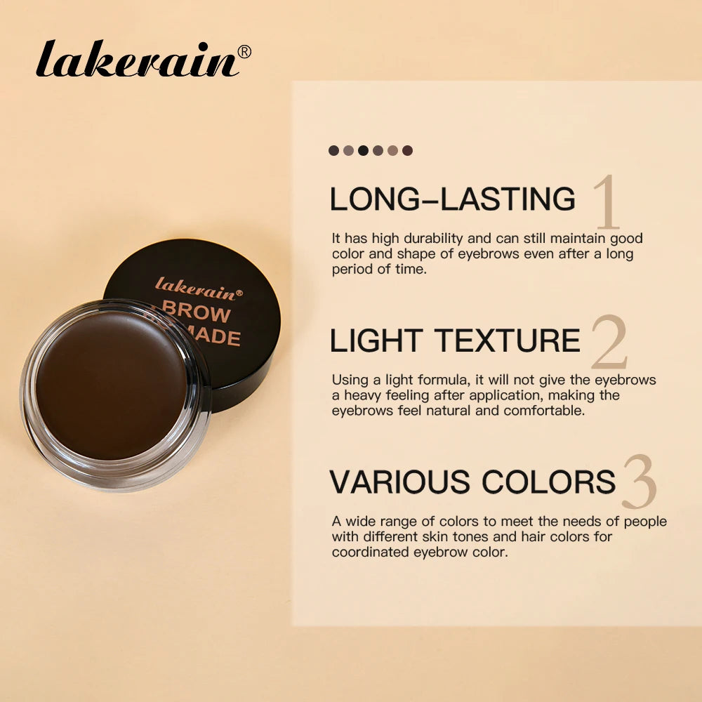 6 Colors Waterproof Eyebrow Tint with Brush Long-Wearing Full-Pigment Smudge-Proof Eyebrow Pomade Natural Wild Brows Makeup
