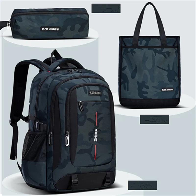 3pcs/set Male Backpacks High School Bags for Women 2026 Boys One Shoulder Big Student Travel Bag Men School Backpack Mochila