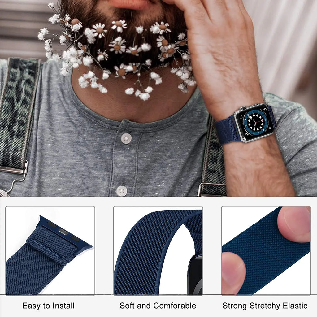 Scrunchie Strap for Apple Watch Band 45mm 44mm 40mm 41mm Adjustable Nylon Bracelet iWatch Series Ultra 3 4 5 SE 6 7 8 9 10 11