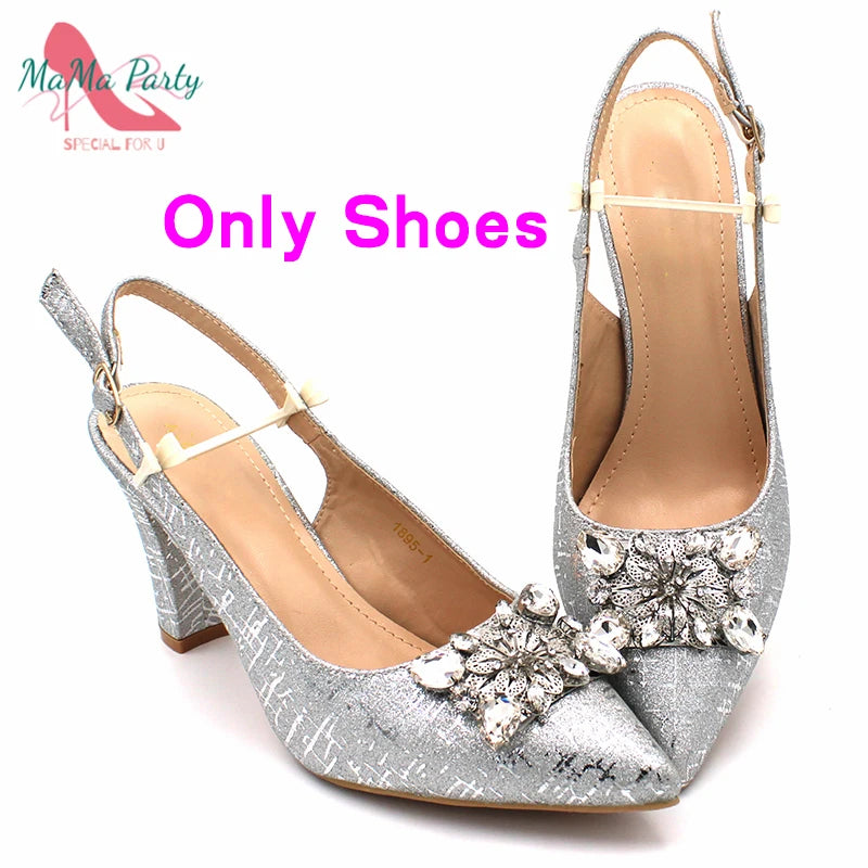 Nigerian Women Shoes and Bag Set in Gold Color High Quality New Arrivals Classics Style for Garden Party