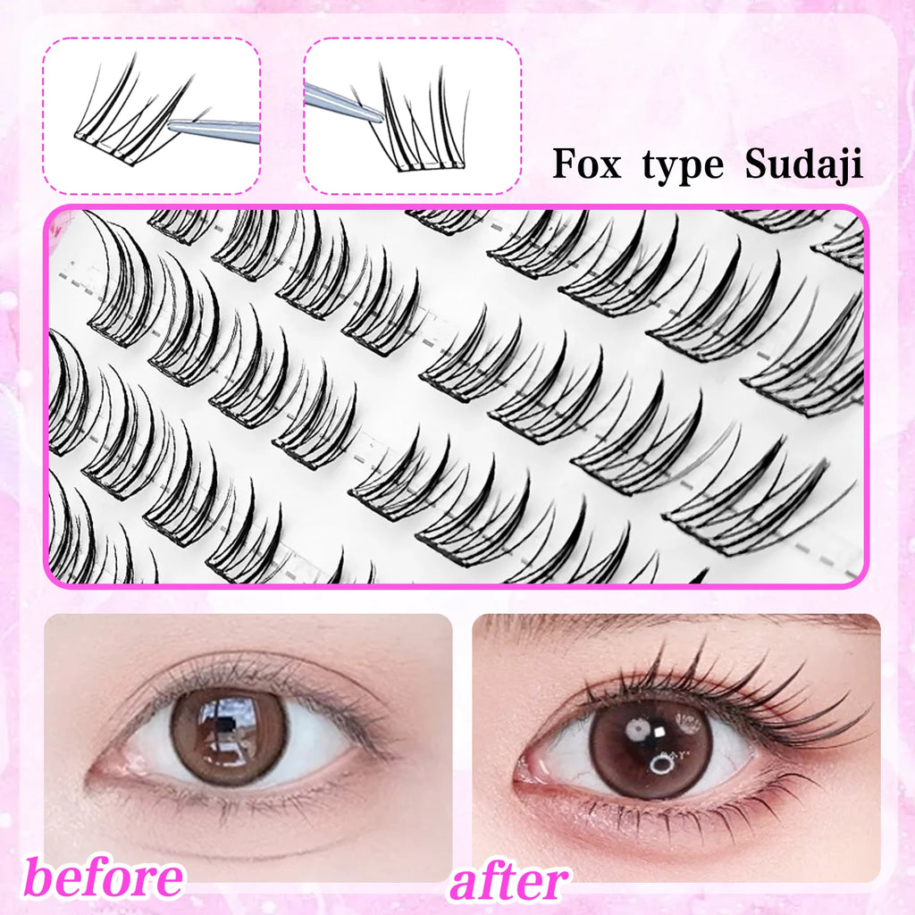 Fox Eye Glue-Free False Eyelashes Easy to Apply Beginner Friendly Natural Soft & Reusable for Daily Makeup