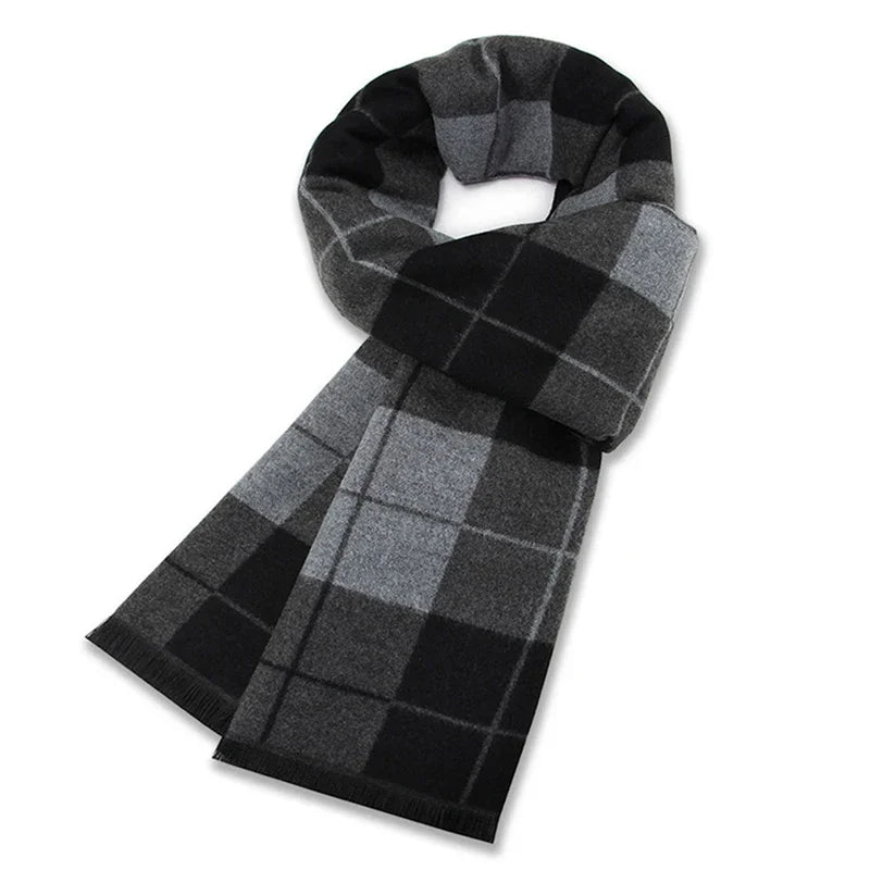 Plaid Scarf Man Black Winter Warm Wool Scarf For Men Cashmere Scarves Casual Male Long Pashmina Outdoor Shawls Man Muffler Gift
