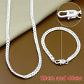 Fine Brands 5MM Flat Chain 925 Sterling Silver Bracelets Necklaces Jewelry Sets for Men Women Fashion Wedding Gifts