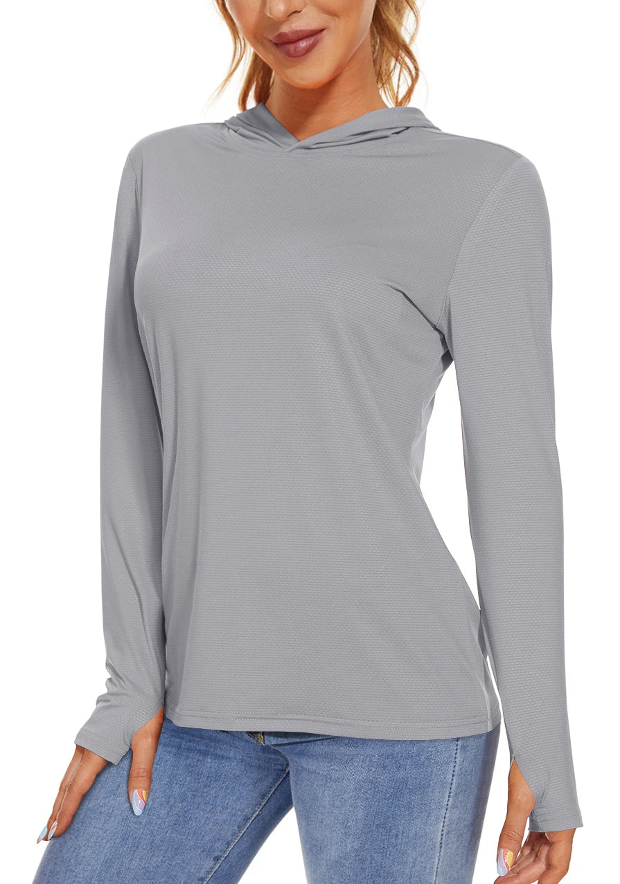 TACVASEN UPF 50+ UV/Sun Protection Outdoor Hooded T-shirt Women's Long Sleeve Hoodie Shirt Fishing Hiking Tee Shirts Pullover