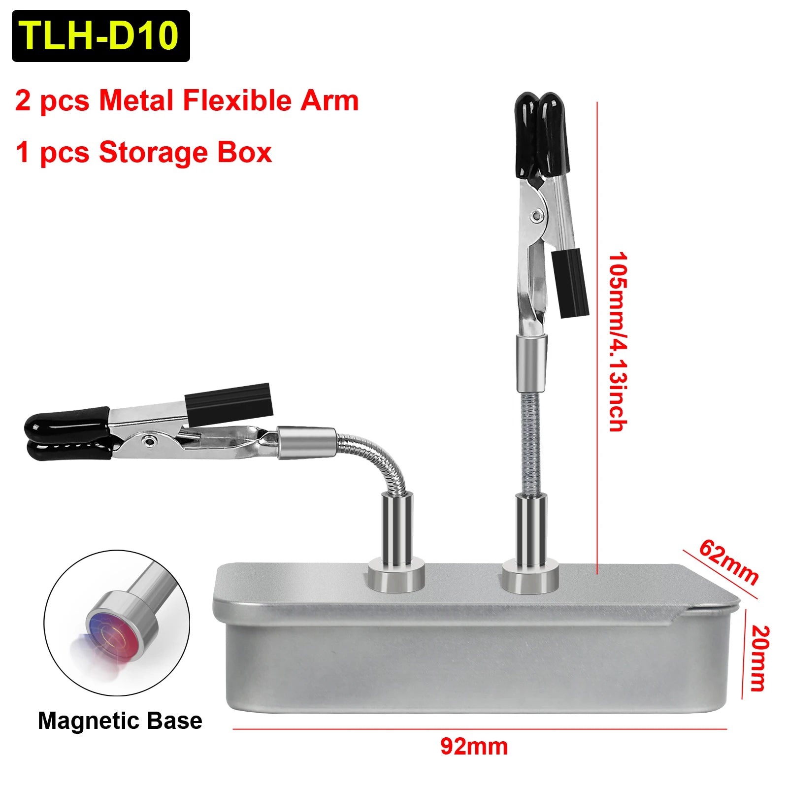 Toolour Magnetic Helping Hands Soldering Tool 2/4 Universal Metal Flexible Arms with Tool Box for Soldering, Electronics Repair