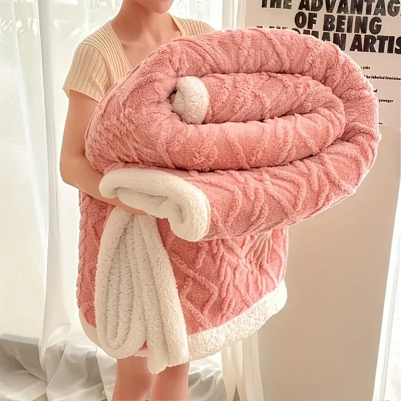 1pc Jacquard Sherpa Weighted Blanket 8lbs for Adults- Soft, Warm, and Thickened Calm Blanket for Ultimate Comfort 4 colours