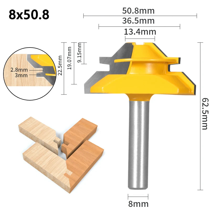 1Pc 45° Degree Lock Miter Router Bit Woodworking Milling Cutter For Wood Tools