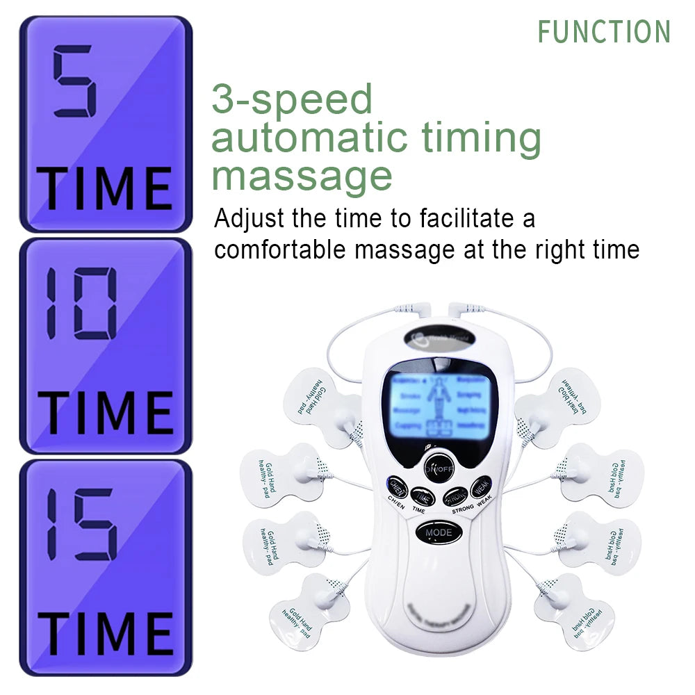Portable 8 Modes Electric EMS Tens Acupuncture Body Massager LCD Digital Meridian Relax Muscle Stimulation Stimulator Device