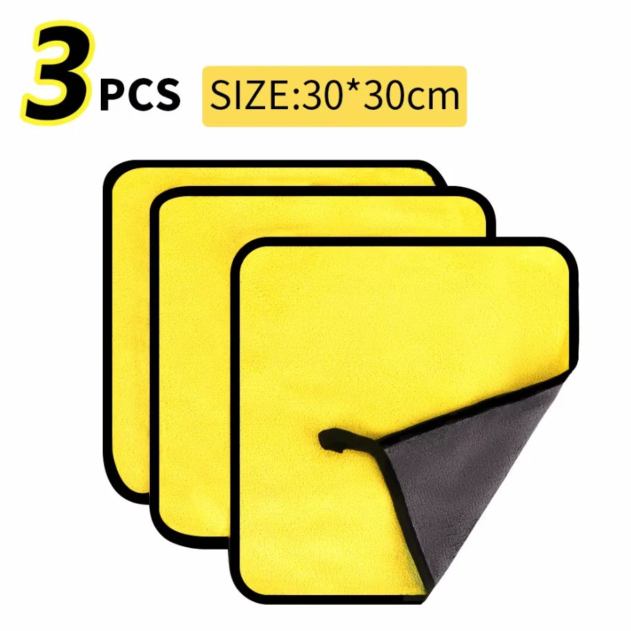 1/2/6pcs Microfiber Cleaning Towel Thicken Soft Drying Cloth Car Body Washing Towels Double Layer Clean Rags Car Accessories