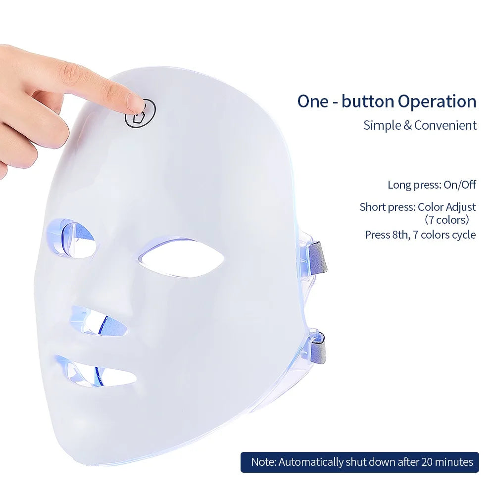 Wireless LED Face Mask 7 Colors Rechargeable Portable Facial Mask Skin Rejuvenation Skin Care Beauty Device