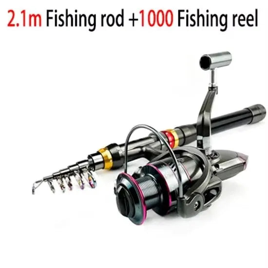 Carbon Fiber Fishing Rod And Reel Combo 1.8-3.6m Telescopic Super Hard Spinning Reel Kit with Max Resistance 3-8kg for Pesca