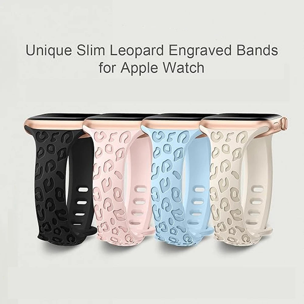 Slim Strap For Apple Watch Band 40mm 41mm 42mm 38mm 46 44mm 45mm Engraved Silicone bracelet Correa Series 11 10 8 7 6 9 5 4 3 SE