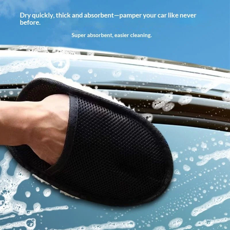 Thickened Fleece Gloves for Car Washing Fleece Cleaning Gloves Car Maintenance Waxing Supplies Cleaning Tool Gloves