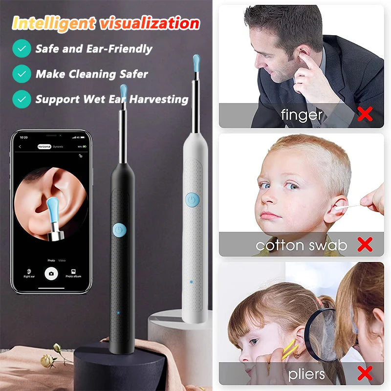 Visual Ear Wax Cleaner with Camera Safe Earwax Removal Endoscope with 5M Camera Luminous Otoscope Ear Cleaning Tools Ear Care