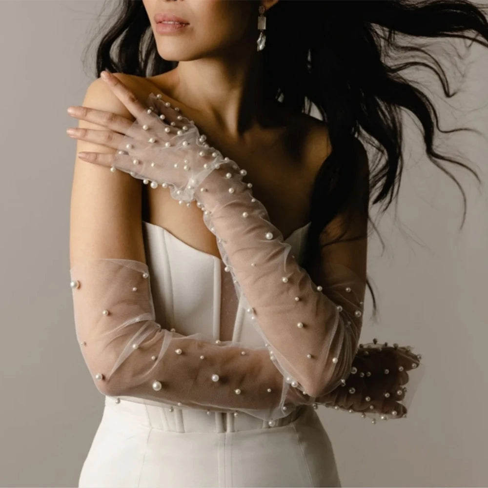 20A Wedding Dress Sleeves Attachment Accessory Women's Arm Sleeves Bridal Gloves Removable Bolero Soft Tulle Accessories Black