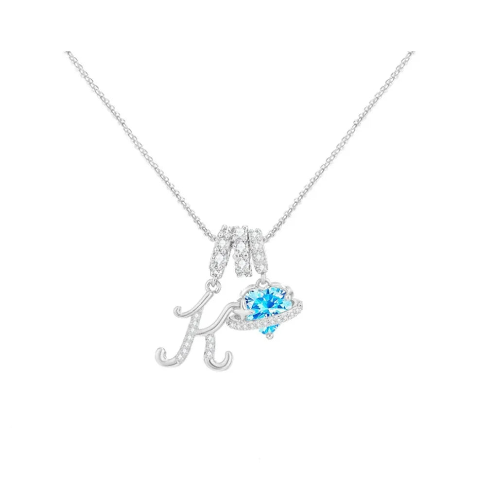 Heart-shaped Necklace with the Initial of a Lady, Zircon Pendant, English Diamond Jewelry, Suitable for Friday