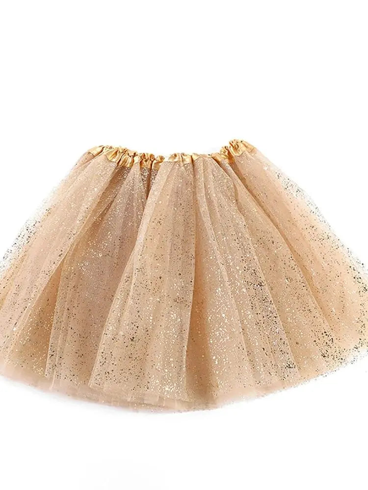 Golden Princess Dress for Little Girls - Cute Children's Fashion Show Tutu Skirt with Gauze Hot Mesh, Solid Color Dance Skirt
