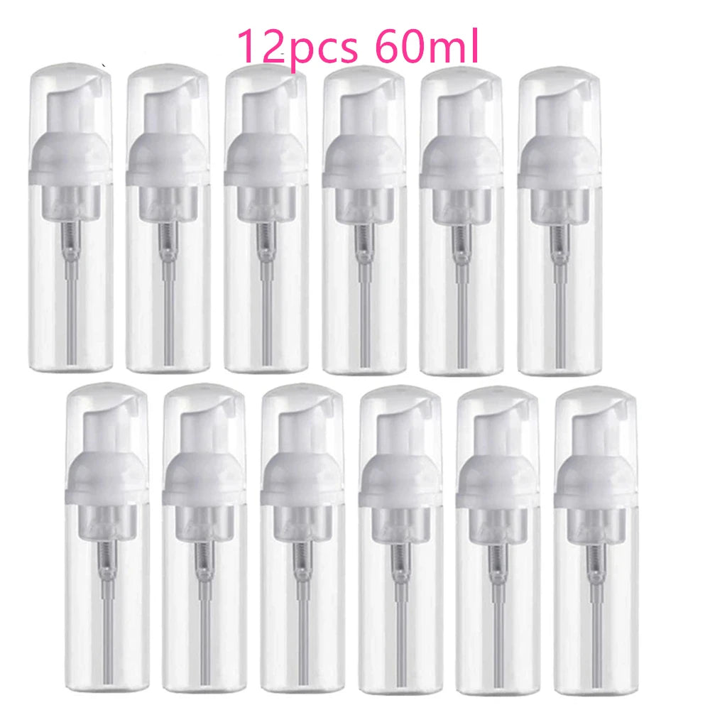 12pcs 30/60ml Portable Foam Bottle Empty Pump Clear Bottle Lotion Shampoo Dispenser Hot Koop Refillable Bottles pump foam bottle