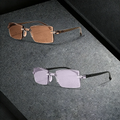 2 Pairs of Frameless Anti Blue Light Reading Glasses, Lightweight and Fatigue Resistant for Middle-Aged and Elderly People