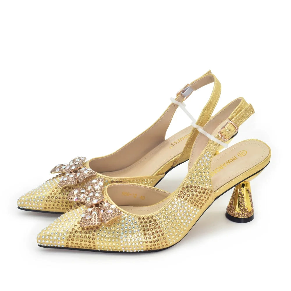 Fashion Party Shoes and Bag Match for Women Latest Italian Matching Shoes and Bag Set with Rhinestone Luxury Woman Shoes