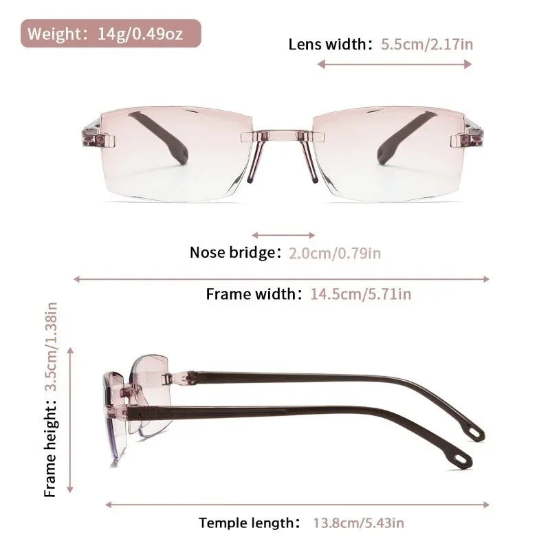 Retro Reading Glasses for Men Women Anti-blue Presbyopic Eyewear Frameless Trimming +1.0 To +4.0