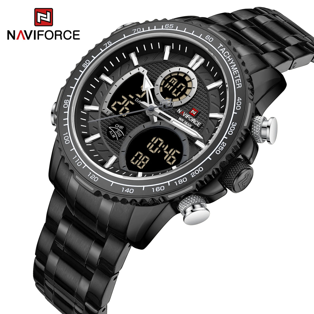 NAVIFORCE Fashion Men Watch Luxury Brand Sport Watch For Men Chronograph Quartz Wristwatch Military Waterproof Steel Band Clock