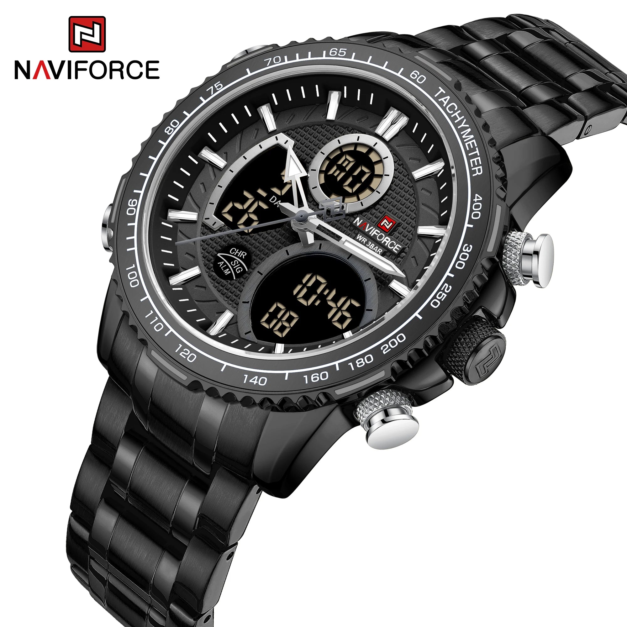NAVIFORCE Fashion Men Watch Luxury Brand Sport Watch For Men Chronograph Quartz Wristwatch Military Waterproof Steel Band Clock