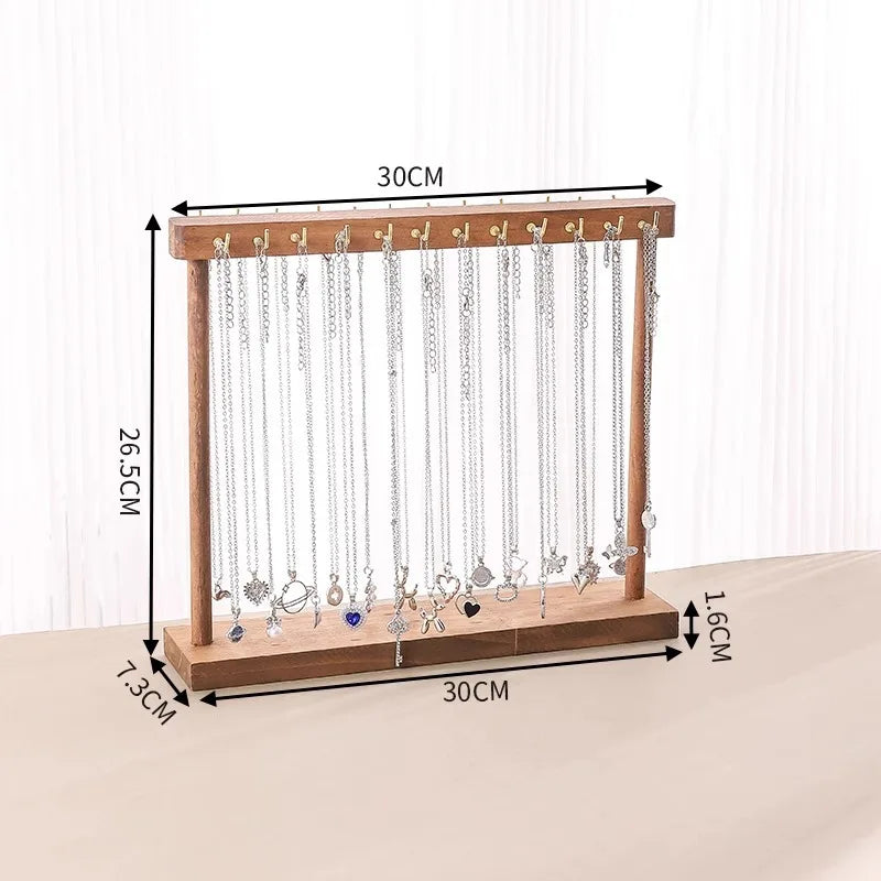 Jewelry Organizer Display Stand Solid Wood Necklace Hanging Countertop Rack For Chains Earrings Bracelets Showcase Storage Rack
