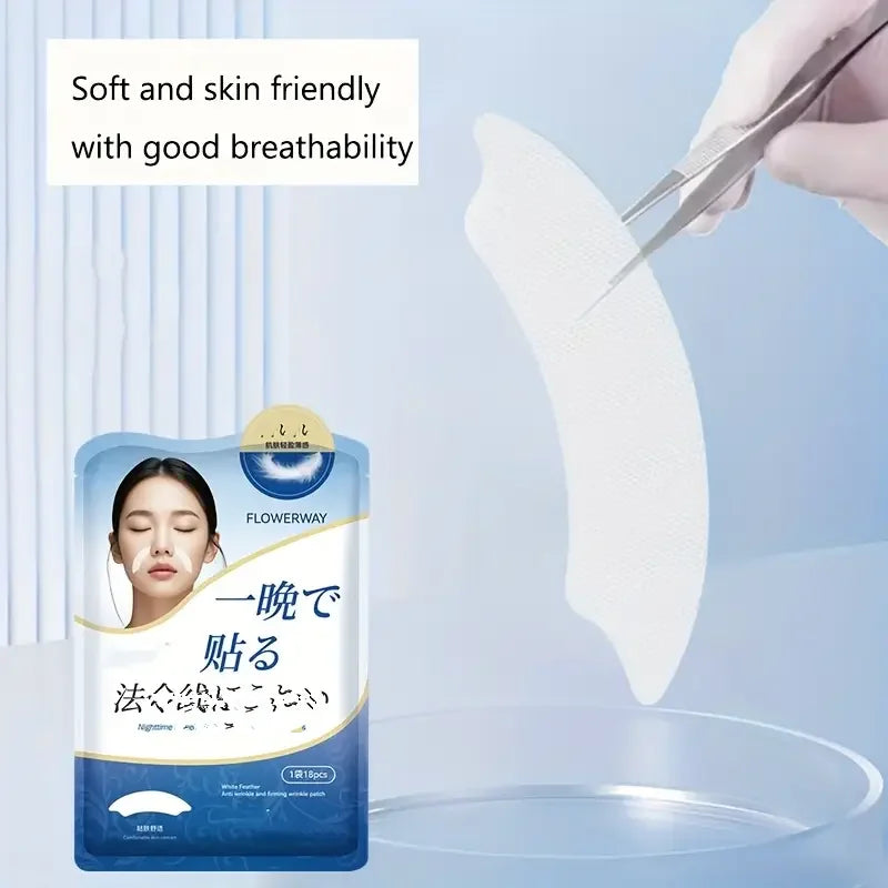 Facial Wrinkle Patches - 18 Patches Face Masks for Overnight to Reduce Facial Wrinkles, Smile Lines, Fine Lines & Chin Wrinkles