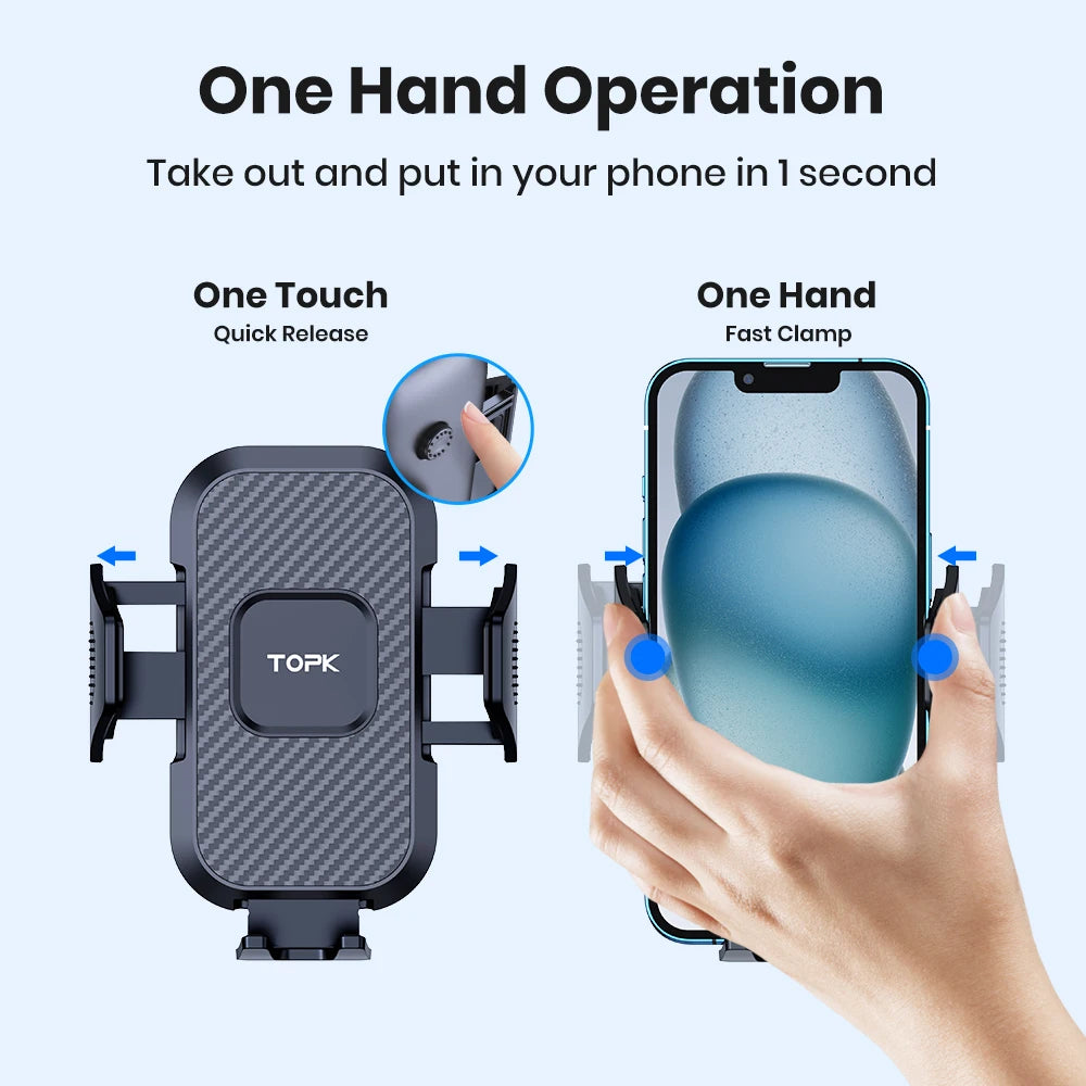 TOPK Super Stable Car Phone Holder Mount, Air Vent Cell Phone Holder for Car, Upgraded Metal Hook Clip, 360° Rotation, Universal