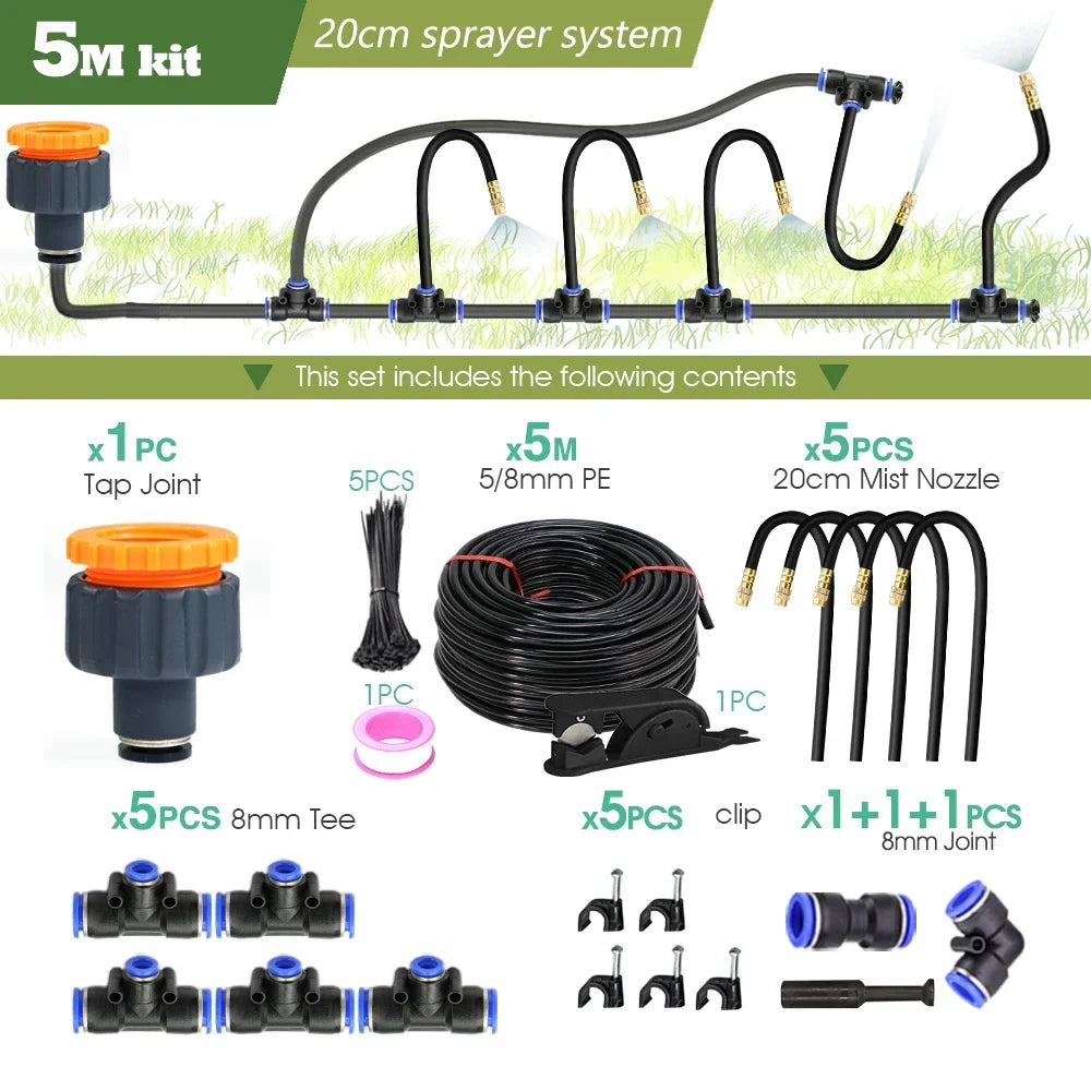 8mm pipe universal watering nozzle - automatic flower watering device with adjustable spray head for watering, irrigation-30M