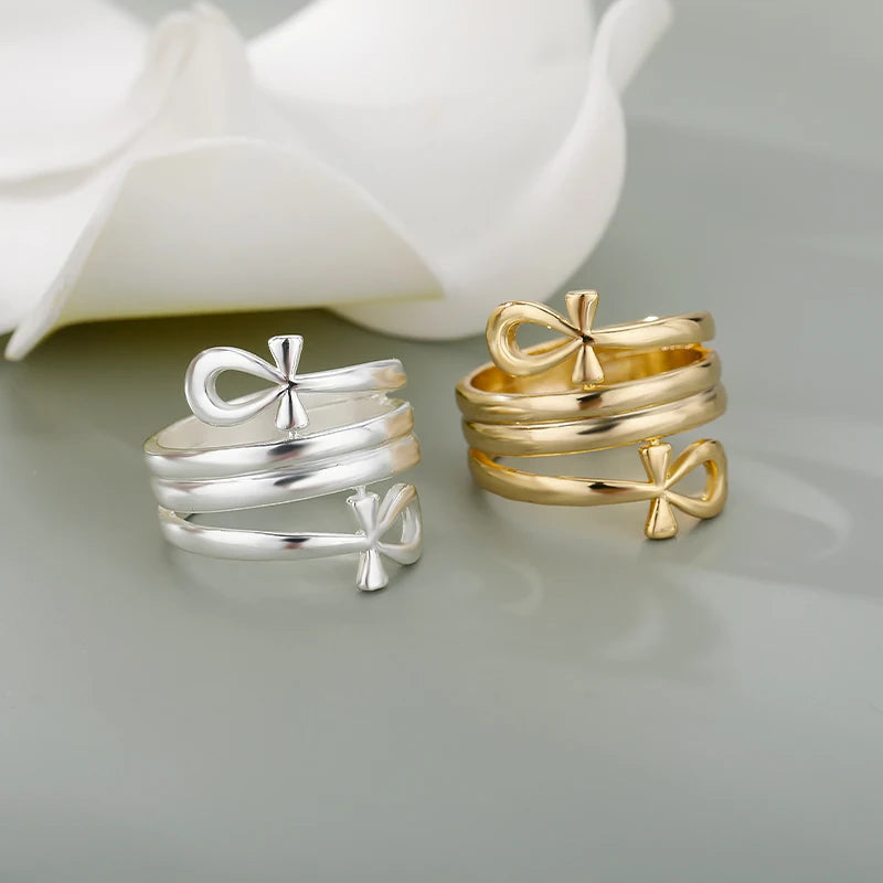 Double Coiled Queen Nefertiti Rings For Women Egyptian Jewelry Gift Vintage Stainless Steel Ring Wedding Couple Africa Ring