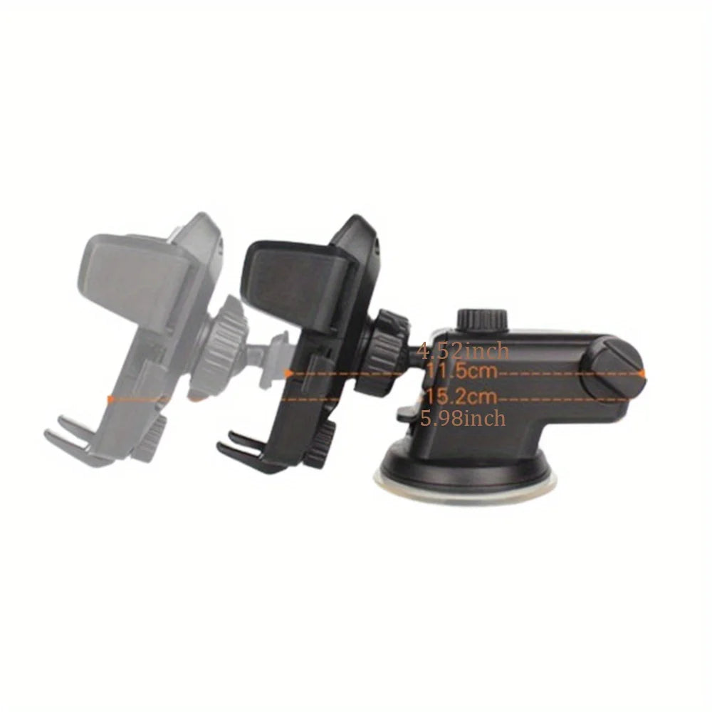 Car Phone Bracket with Outlet Navigation Frame - Multi-Functional, Front Glass Suction Cup, Telescopic Mechanical Arm