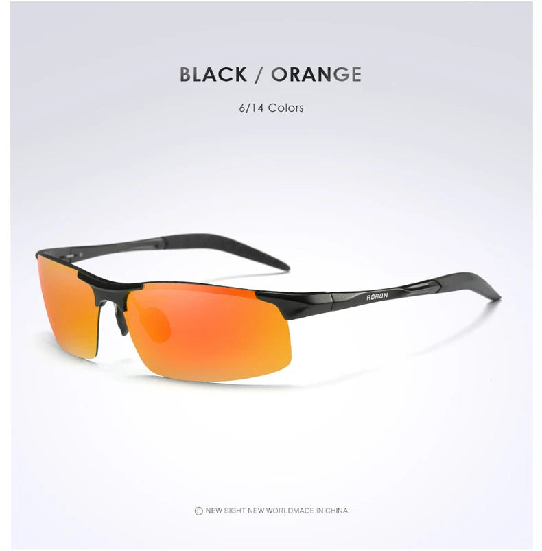 AORON Driving Polarized Sunglasses Men Aluminum Magnesium Frame Sport Sun Glasses Driver Sunglass UV400 Anti-Glare