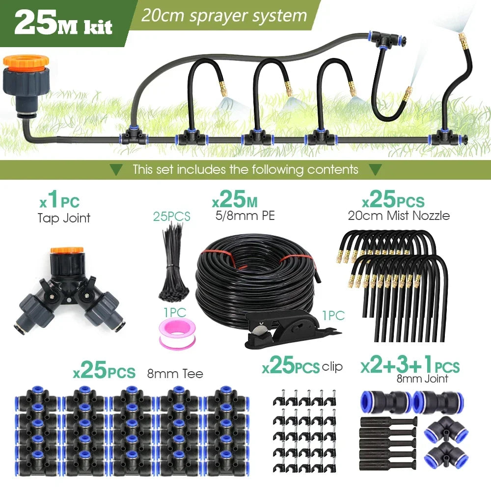 8mm pipe universal watering nozzle - automatic flower watering device with adjustable spray head for watering, irrigation-30M