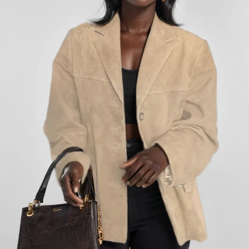 2024 Autumn Winter Women Jacket With Lapel Woman Casual Single Breasted Pocket Long Sleeve Short Coat Street Overcoat