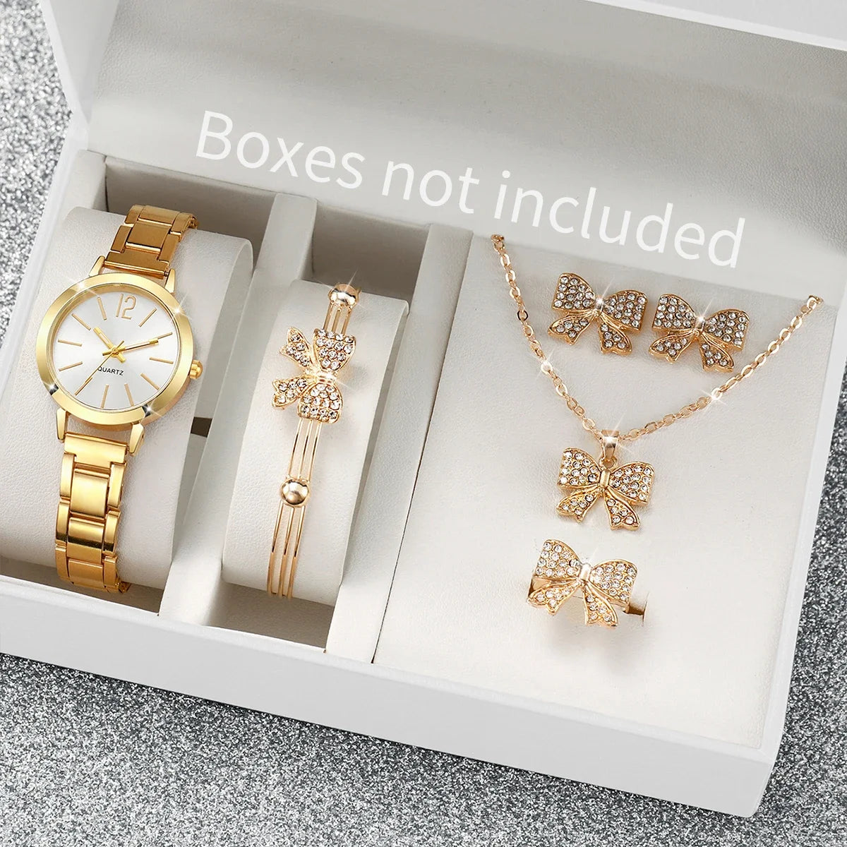 6PCS/Set Fashion Women Watches Luxury Analog Quartz Watch for Women Rhinestone Jewelry Set Reloj Mujer Girls Clock（Without Box）