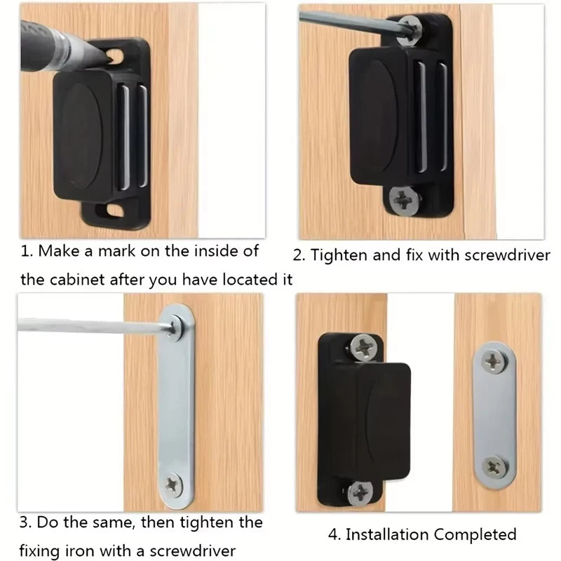 12 Pieces Cupboard Kitchen Furniture Magnetic Cabinet Door Latch Closures White Plastic Strong Powerful Magnet Catch