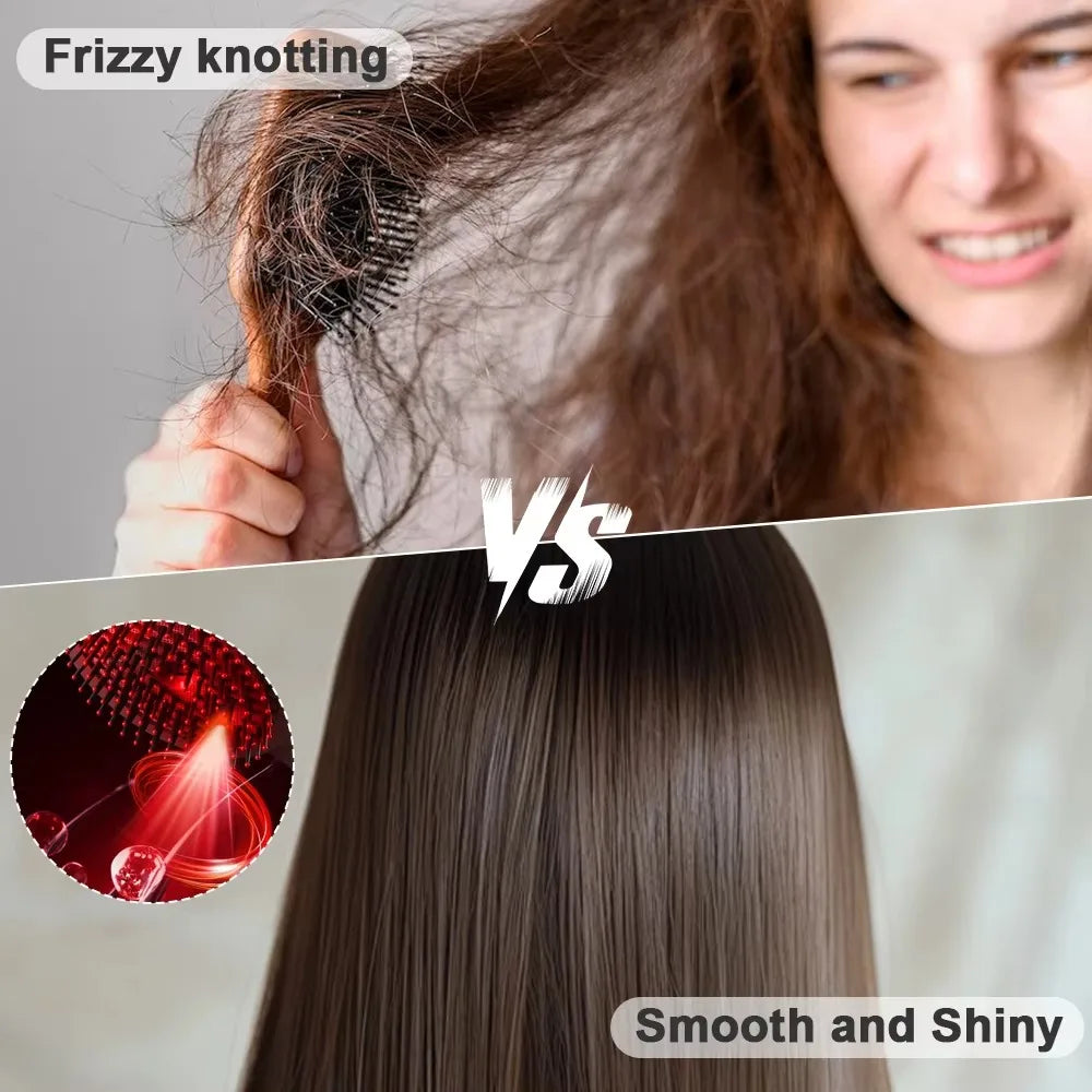 High Frequency Vibration 2-in-1 Styling Brush Hair Follicle Massage Smooth Electric Massage Spray Comb 650nm Red Light