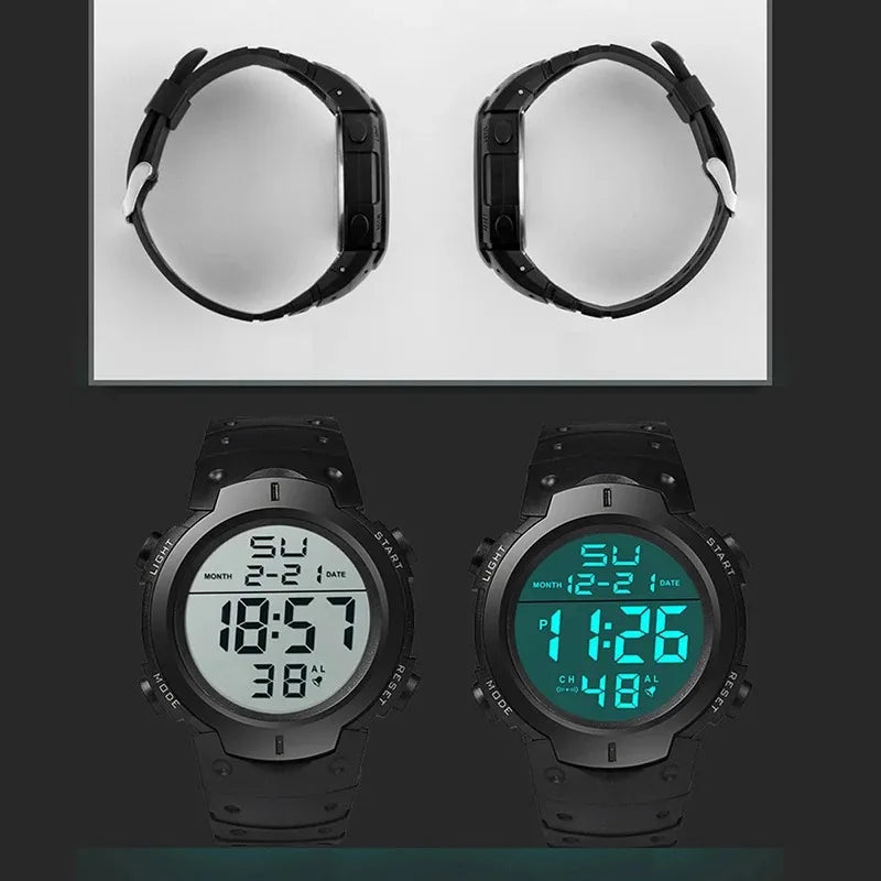 Men's Sport LED Digital Watch Multi-Functional Rubber Fitness Athlete Timekeeping Electronic Clock Reloj