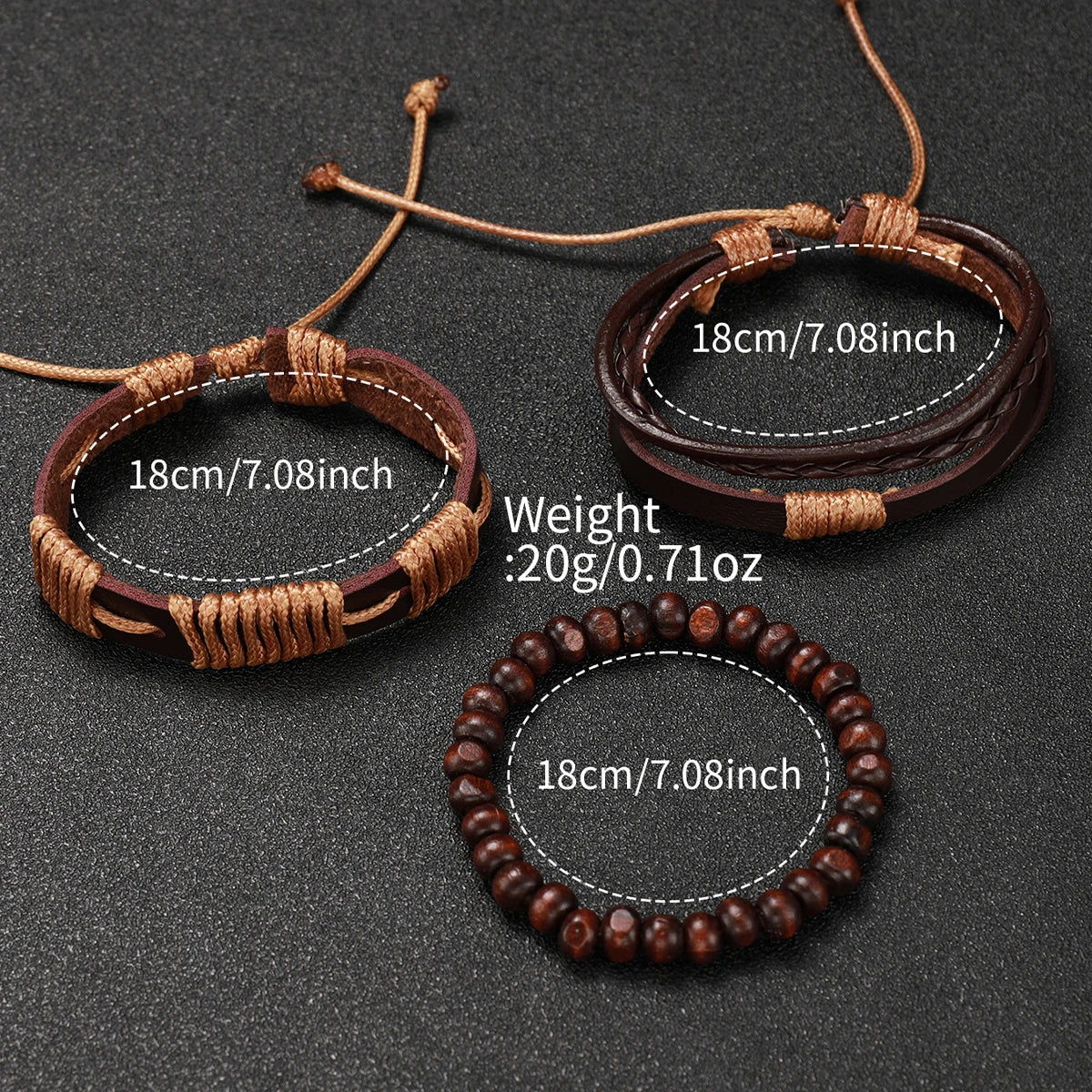4PCS Men's Watches Casual Arabic Dial Leather Band Quartz Watch Vintage Bracelets Set（Without Box）