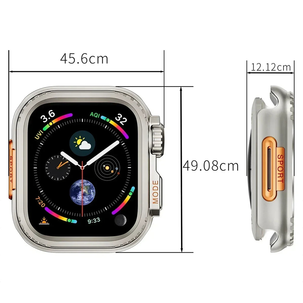 45MM 44MM Metal Watch Case For Apple Watch Series 9 8 7 5 6 4 SE 45mm Sport Change To Ultra Protection Bumper Cover